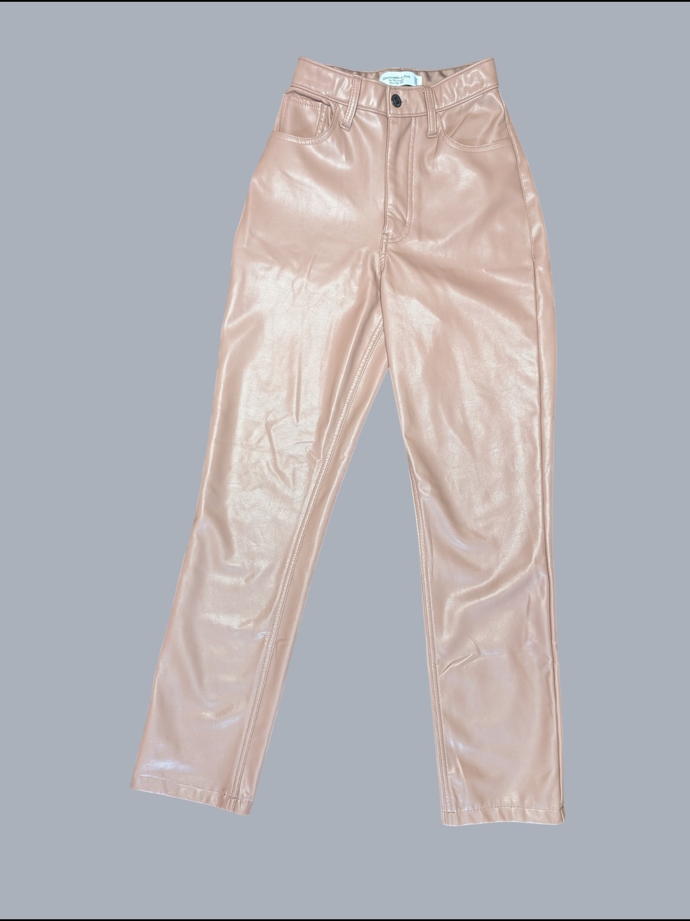 Abercrombie & Fitch Mauve Faux Leather High-Rise Pants 90s Straight 00